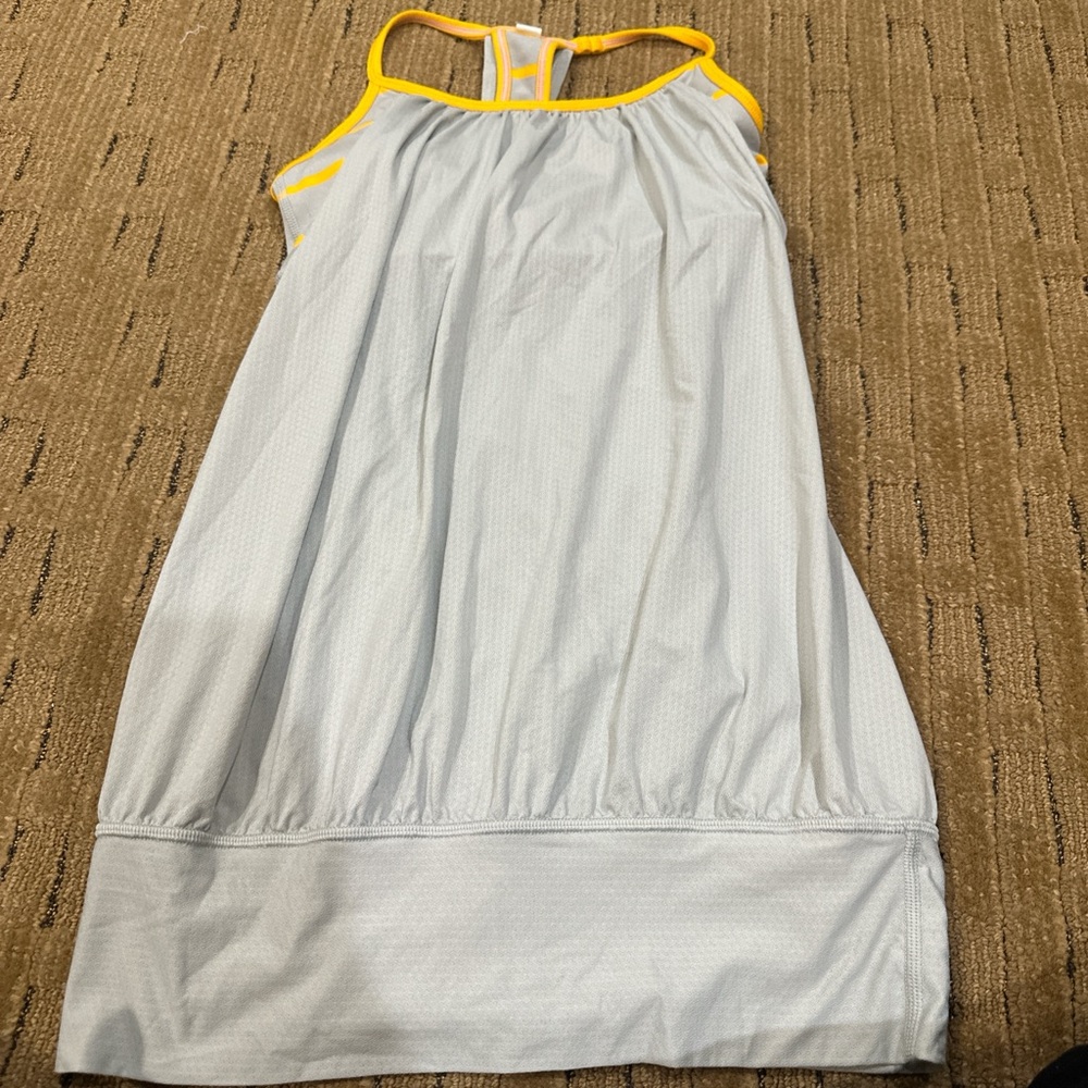 lululemon athletica Light Gray Tank Top with Yellow Trim
